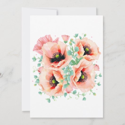 Romantisches Brautparty Wasserfarbe Mohnblumen Blu Einladung (Rückseite)