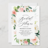 Romantisches Brautparty Wasserfarbe Peach Florals Einladung (Vorderseite)