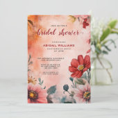 Romantisches Brautparty Wasserfarbe Sonnenuntergan Einladung (Stehend Vorderseite)