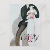 ROMANTISCHES BRIDE & GROOM WEDING PARTY MONOGRAM EINLADUNGSPOSTKARTE (Vorderseite)