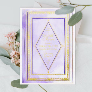Romantisches Buch Lila Brautparty Gold Folieneinladung