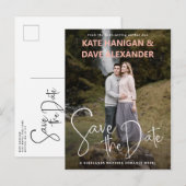 Romantisches Buchcover-Foto Save the Date Ankündigungspostkarte (Vorne/Hinten)