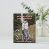 Romantisches Buchcover-Foto Save the Date Ankündigungspostkarte (Stehend Vorderseite)
