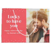 Romantisches bunt rosa Valentinstag Foto Große Geschenktüte (Rückseite)