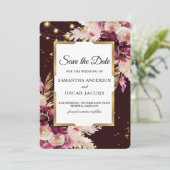 Romantisches Burgund & Blush Pink Bloral Save The Date (Stehend Vorderseite)