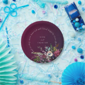 Romantisches Burgund Floral glücklich je nach Pappteller (Party)