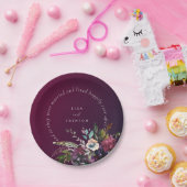 Romantisches Burgund Floral glücklich je nach Pappteller (Party)