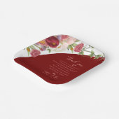 Romantisches Burgund Floral Wedding Danke Nachrich Pappteller (Gewinkelt)