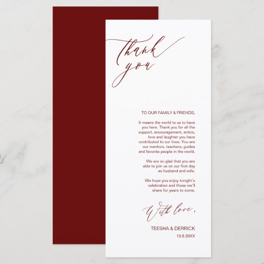 Romantisches Burgund, Platz Einstellung Dankeschön Programm (Vorne/Hinten)