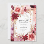 Romantisches Burgund Printable Save The Date (Vorderseite)