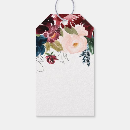 Romantisches Burgund, Rosa, Blau und Schwarz Viele Geschenkanhänger (Rückseite)