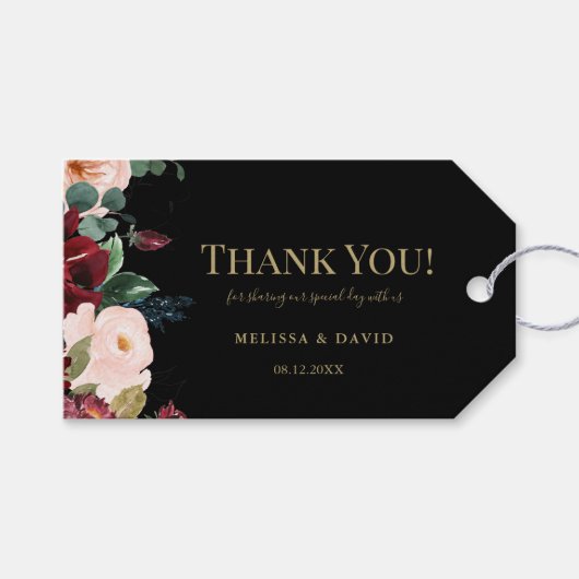 Romantisches Burgund, Rosa, Blau und Schwarz Viele Geschenkanhänger (Vorderseite (Horizontal))