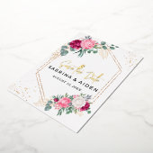 Romantisches Burgund Rosa Blütenbraun Save the Dat Folieneinladung (Gedreht)