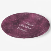Romantisches Burgund Sparkle Glitzy Birthday Pappteller (Schrägansicht)
