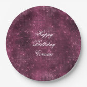 Romantisches Burgund Sparkle Glitzy Birthday Pappteller (Vorderseite)