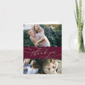 Romantisches Burgund und Gold 3 Foto Collage Weddi Dankeskarte (Vorderseite)