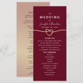 Romantisches Burgunder Hochzeitsprogramm (Vorne/Hinten)