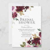 Romantisches Burgundy Floral Elegantes Brautparty Einladung (Vorderseite)