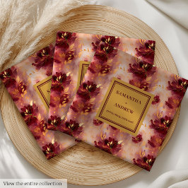 Romantisches Burgundy Gold Hochzeitsessen Napkins Serviette