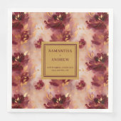 Romantisches Burgundy Gold Hochzeitsessen Napkins Serviette (Vorderseite)