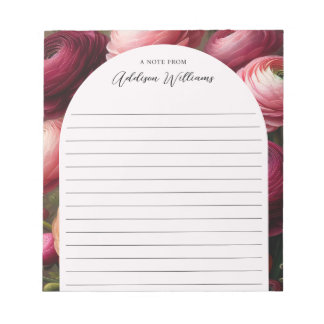 Romantisches Burgundy Ranunculus Lined Personalisi Notizblock