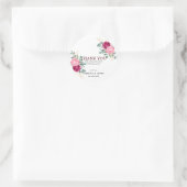 Romantisches Burgundy Red | Blush Pink Floral Wedd Runder Aufkleber (Tasche)