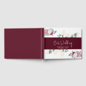 Romantisches Burgundy Red | Blütenrosa Blumenhochz Gästebuch (Voll)