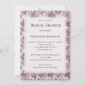 Romantisches Burgundy Rot Silver Floral Brautparty Einladung (Vorderseite)