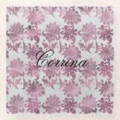 Romantisches Burgundy Rot Silver Floral Glasuntersetzer (Vorderseite)