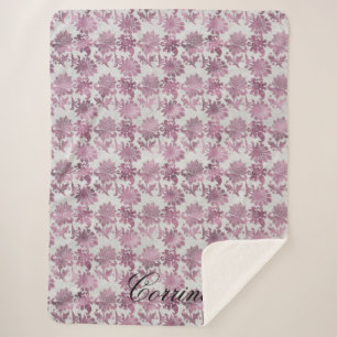 Romantisches Burgundy Rot Silver Floral Sherpadecke