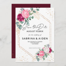 Romantisches BurgundyBlush Pink Save the Date