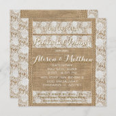 Romantisches Burlap & Lace Probe Dinner Einladung (Vorne/Hinten)