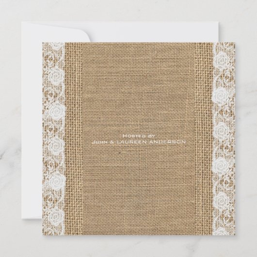 Romantisches Burlap & Lace Probe Dinner Einladung (Rückseite)