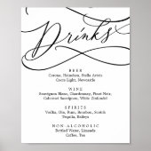 Romantisches Calligrafy Drink Menu Sign Poster (Vorne)