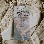 Romantisches Calligrafy Foto Hochzeitmenü Menükarte