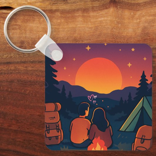Romantisches Camping Sunset - Schlüsselanhänger (Vorderseite)
