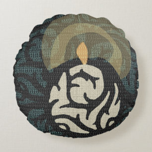 romantisches Candlelight-Scrollteppich Rundes Kissen
