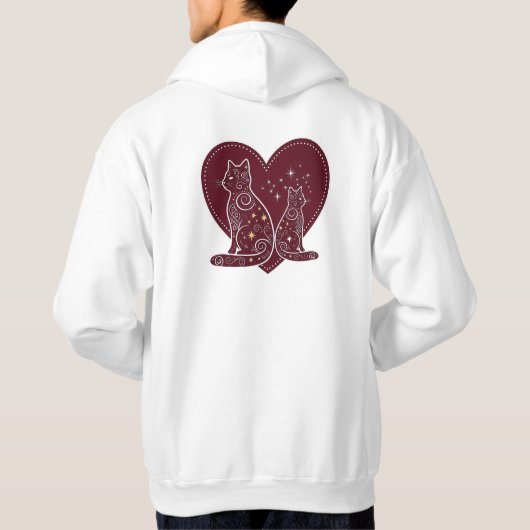 Romantisches Cat Heart Design Hoodie (Rückseite)
