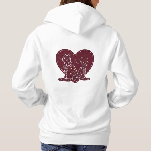 Romantisches Cat Heart Design Hoodie (Rückseite)