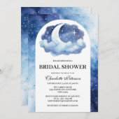 Romantisches Celestial Moon Star Clouds Brautparty Einladung (Vorne/Hinten)