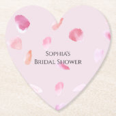 Romantisches Chic Pink Peach Rose Petals Brautpart Untersetzer (Vorderseite)