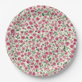 Romantisches Chic Pink Roses Brautparty Pappteller (Vorderseite)