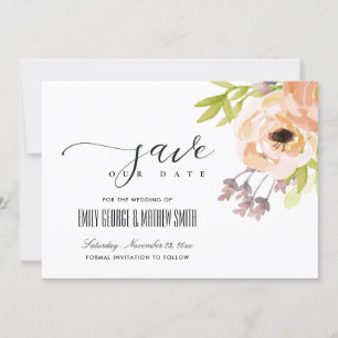 ROMANTISCHES CHIC ROSA LILA PFIRSICH BLUMEN SAVE THE DATE