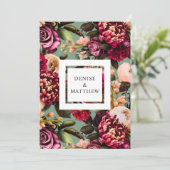 Romantisches Chrysanthemum am Basil Green Rett Dat Einladung (Stehend Vorderseite)