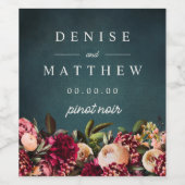 Romantisches Chrysanthemum auf Aquamarin Weinetikett (Einzelnes Label)