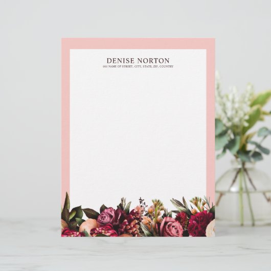 Romantisches Chrysanthemum auf Gossamer Pink Briefbogen (Stehend Vorderseite)