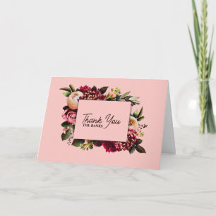 Romantisches Chrysanthemum auf Gossamer Pink Dankeskarte