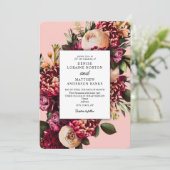 Romantisches Chrysanthemum auf Gossamer Pink Einladung (Stehend Vorderseite)