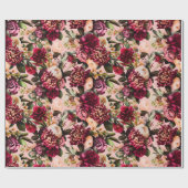 Romantisches Chrysanthemum auf Gossamer Pink Geschenkpapier (Flach)