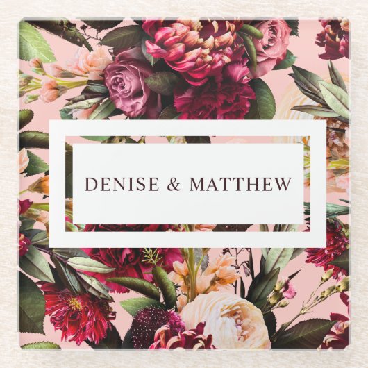 Romantisches Chrysanthemum auf Gossamer Pink Glasuntersetzer (Vorderseite)